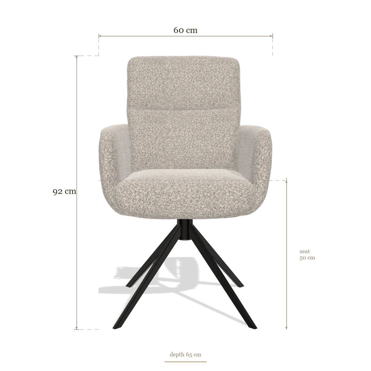 Dining Chair with Armrests Toby 6718, dimensions 60 x 65 x 92 cm