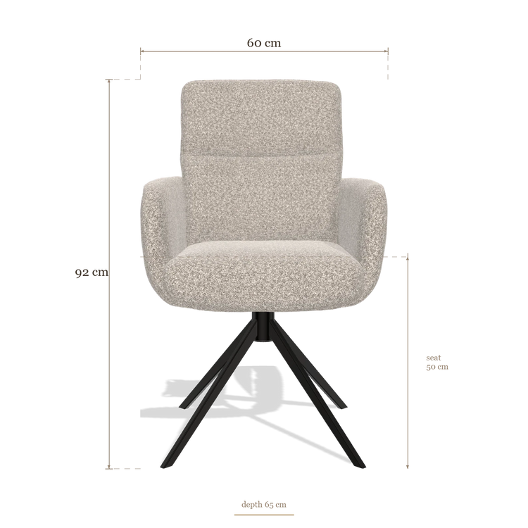 Dining Chair with Armrests Toby 6718, dimensions 60 x 65 x 92 cm