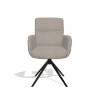 Dining Chair with Armrests Toby 6718 in Ascot Toffee fabric (grey), espresso swivel base, front view