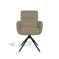Sedia da pranzo con braccioli Toby 6718 in tessuto Be Fine 25 (tortora), base girevole in espresso, vista frontale