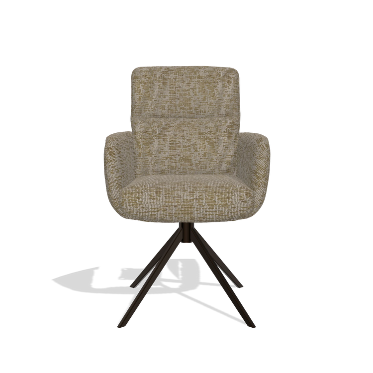 Sedia da pranzo con braccioli Toby 6718 in tessuto Be Fine 25 (tortora), base girevole in espresso, vista frontale