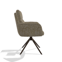 Sedia da pranzo con braccioli Toby 6718 in tessuto Be Fine 25 (tortora), base girevole in espresso, vista laterale