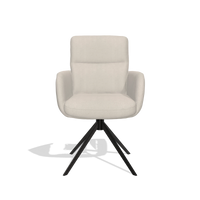 Sedia da pranzo con braccioli Toby 6718 in tessuto Boogie 02 (grigio chiaro), base girevole in nero, vista frontale