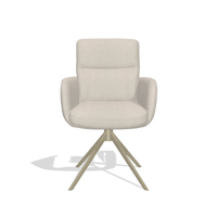 Sedia da pranzo con braccioli Toby 6718 in tessuto Boogie 02 (grigio chiaro), base girevole in champagne, vista frontale