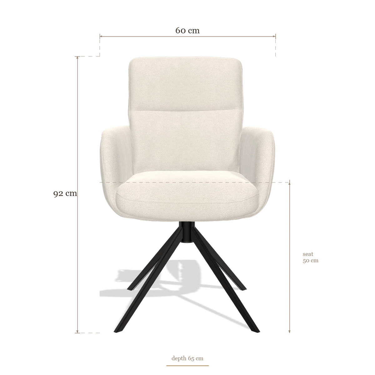 Sedia da pranzo con braccioli Toby 6718, dimensioni 60 x 65 x 92 cm