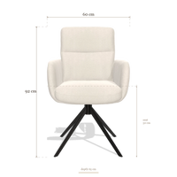 Sedia da pranzo con braccioli Toby 6718, dimensioni 60 x 65 x 92 cm