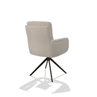 Sedia da pranzo con braccioli Toby 6718 in tessuto Boogie 02 (grigio chiaro), base girevole in espresso, vista posteriore angolata