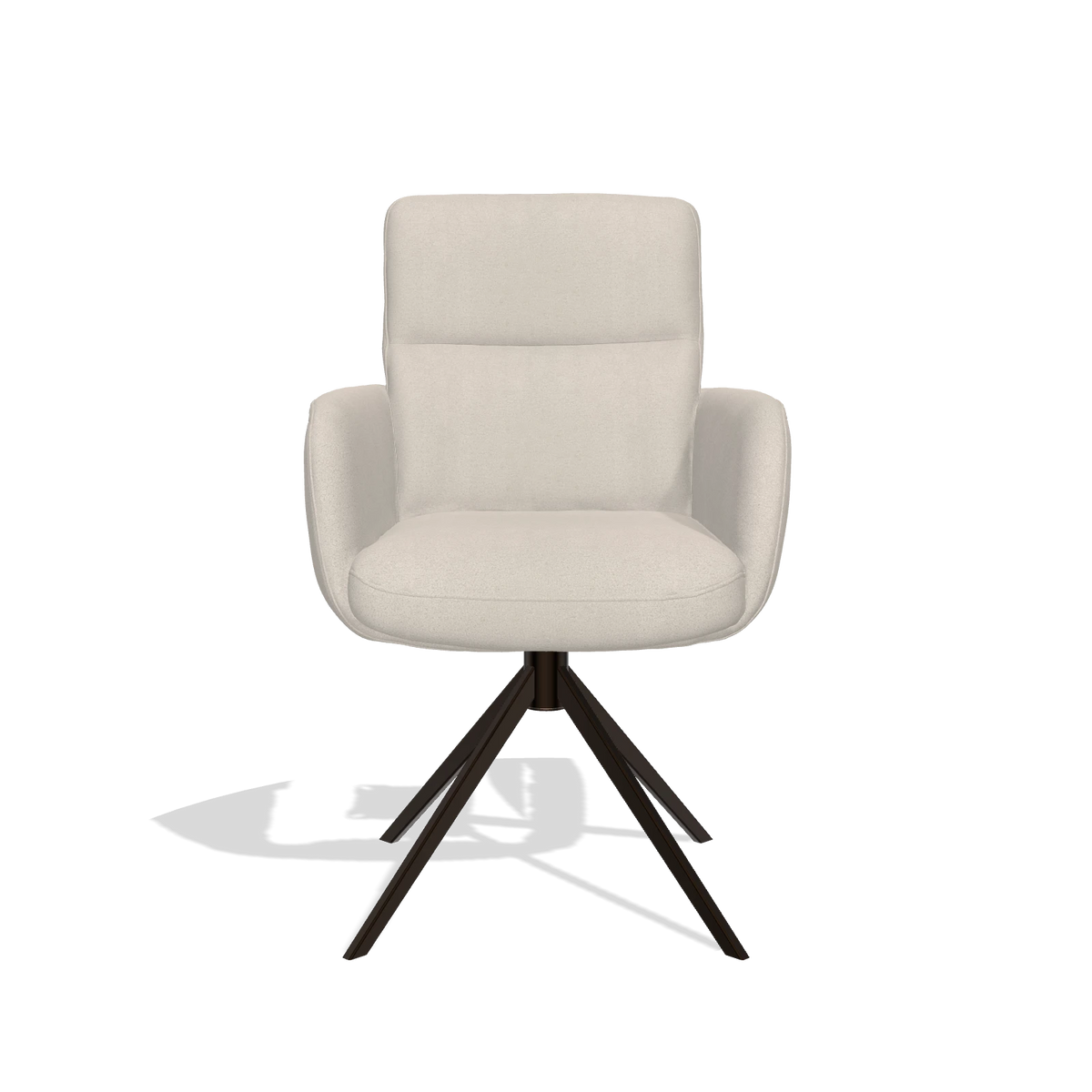 Sedia da pranzo con braccioli Toby 6718 in tessuto Boogie 02 (grigio chiaro), base girevole in espresso, vista frontale
