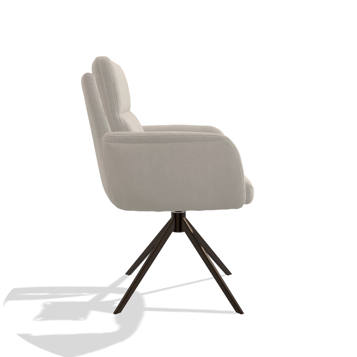Sedia da pranzo con braccioli Toby 6718 in tessuto Boogie 02 (grigio chiaro), base girevole in espresso, vista laterale