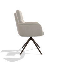 Sedia da pranzo con braccioli Toby 6718 in tessuto Boogie 02 (grigio chiaro), base girevole in espresso, vista laterale
