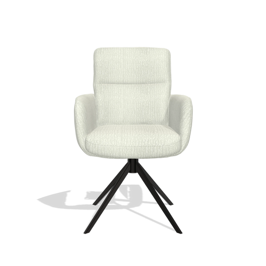 Silla de comedor con reposabrazos Toby 6718 en tela Energy 101 (gris claro), base giratoria en negro, vista frontal