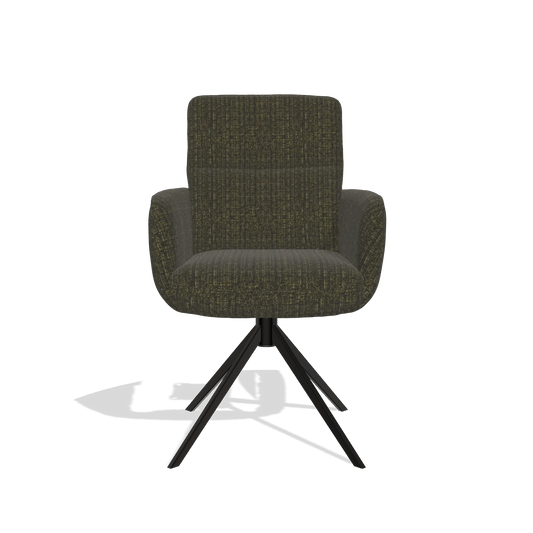 Silla de comedor con reposabrazos Toby 6718 en tela Niagara 502 (negro), base giratoria en negro, vista frontal