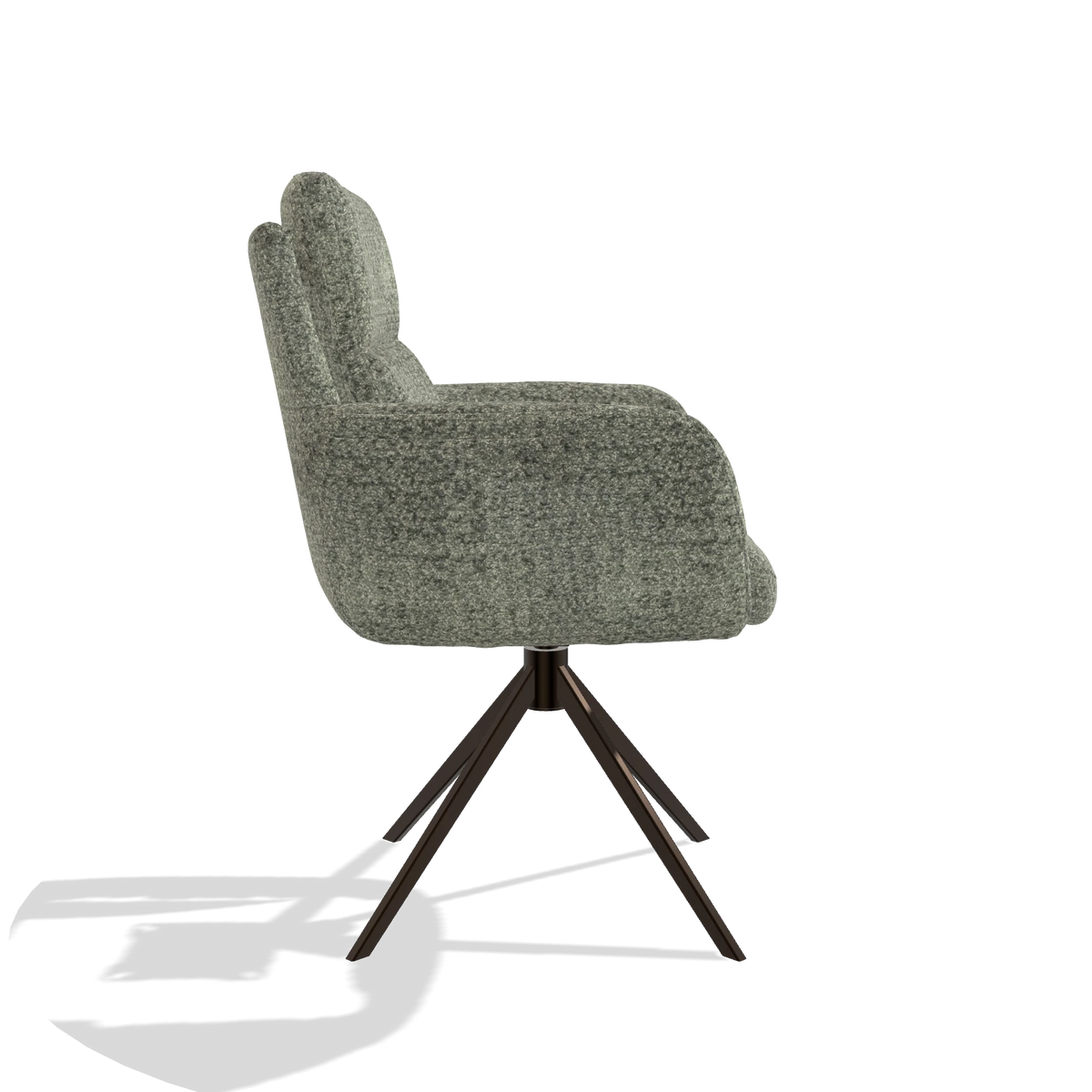 Eetkamerstoel met armleuningen Toby 6718 in stof Venga 156 (taupe), draaivoet in espresso, zijaanzicht