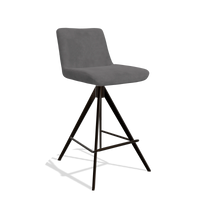 Bar Stool Universal 6460 in Adore 180 fabric (dark grey), espresso legs, angled view