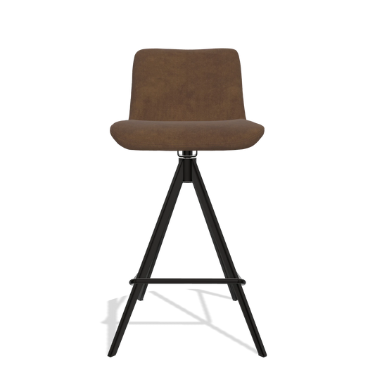 Barhocker Universal 6460 in Stoff Adore 28 (Schokobraun), Beine in Schwarz, Vorderansicht