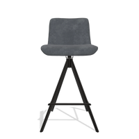 Bar Stool Universal 6460 in Adore 56 fabric (anthracite), black legs, front view