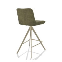 Bar Stool Universal 6460 in Adore 59 fabric (olive), champagne legs, back angled view