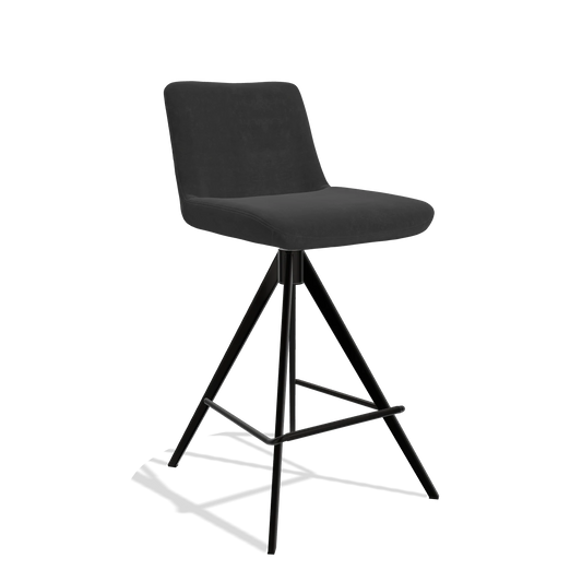 Barhocker Universal 6460 in Stoff Adore 67 (Schwarz), Beine in Schwarz, Schrägansicht