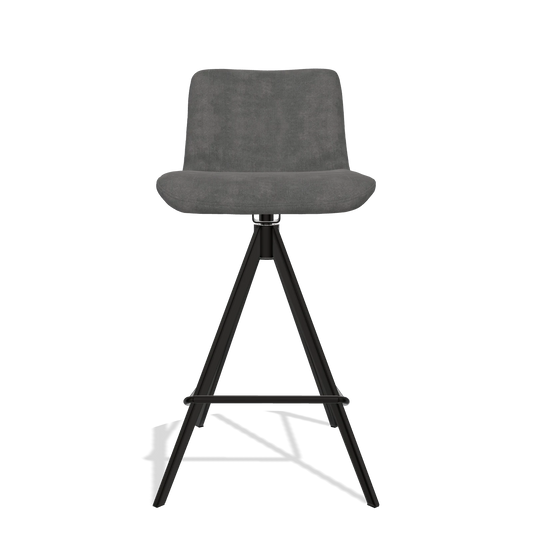 Tabouret de bar Universal 6460 en tissu Adore 68 (gris foncé), pieds en noir, vue de face