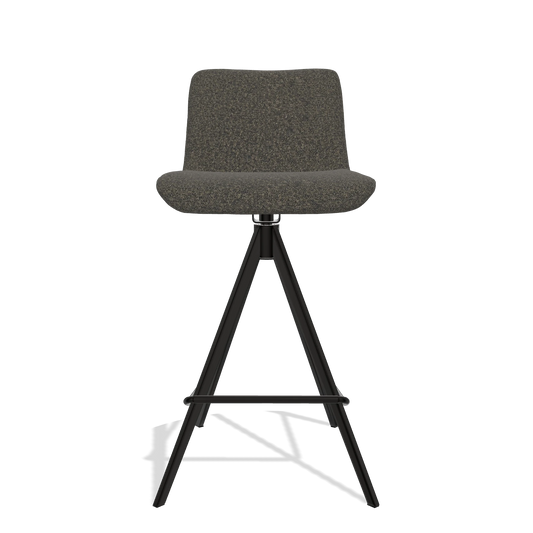 Tabouret de bar Universal 6460 en tissu Ascot Mouse (chocolat), pieds en noir, vue de face