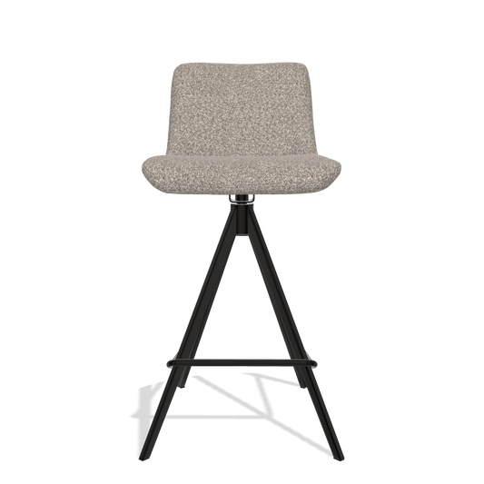 Tabouret de bar Universal 6460 en tissu Ascot Toffee (gris), pieds en noir, vue de face