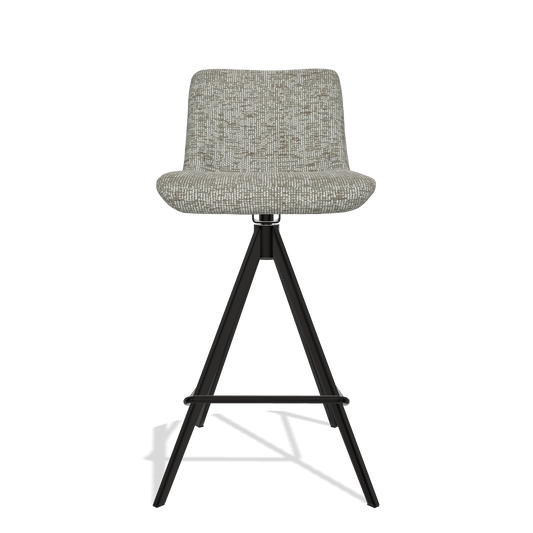 Tabouret de bar Universal 6460 en tissu Be Fine 120 (gris), pieds en noir, vue de face