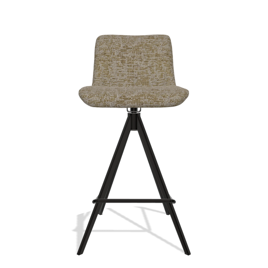 Tabouret de bar Universal 6460 en tissu Be Fine 25 (taupe), pieds en noir, vue de face