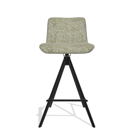 Tabouret de bar Universal 6460 en tissu Be Fine 429 (vert sauge), pieds en noir, vue de face