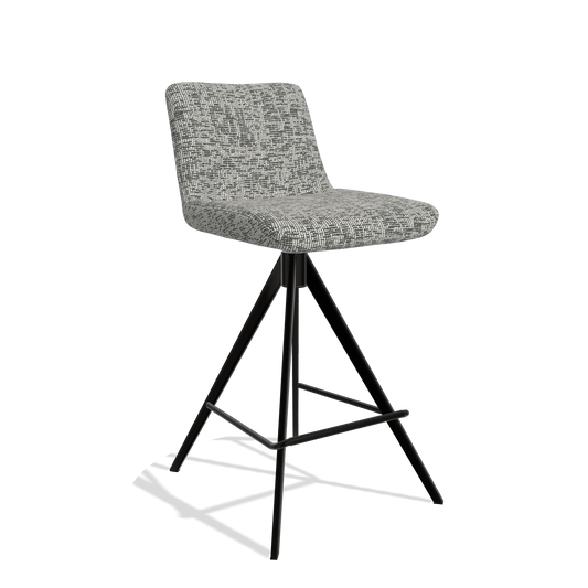 Tabouret de bar Universal 6460 en tissu Be Fine 45 (taupe), pieds en noir, vue de trois-quarts