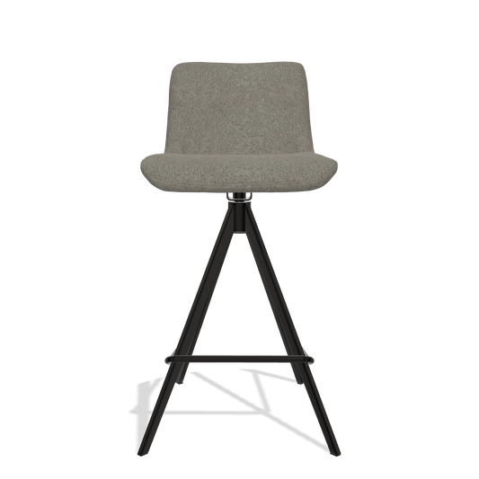 Tabouret de bar Universal 6460 en tissu Boogie 12 (gris foncé), pieds en noir, vue de face