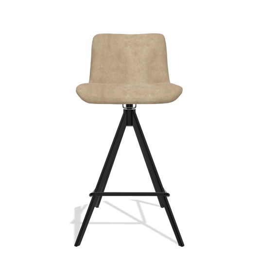 Tabouret de bar Universal 6460 en tissu Bull 10 (grège), pieds en noir, vue de face