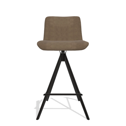 Tabouret de bar Universal 6460 en tissu Bull 15 (marron), pieds en noir, vue de face