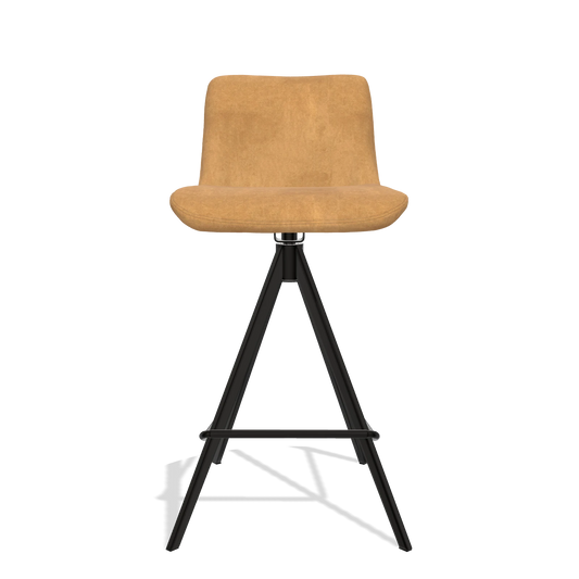 Tabouret de bar Universal 6460 en tissu Bull 16 (ocre), pieds en noir, vue de face