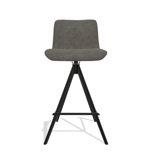 Tabouret de bar Universal 6460 en tissu Bull 18 (gris foncé), pieds en noir, vue de face