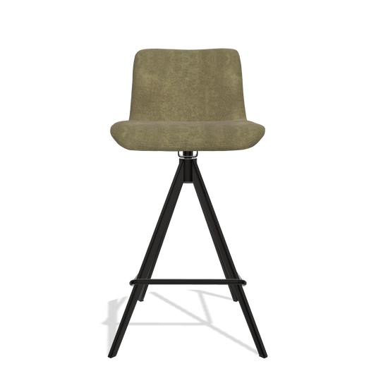 Tabouret de bar Universal 6460 en tissu Bull 59 (olive), pieds en noir, vue de face