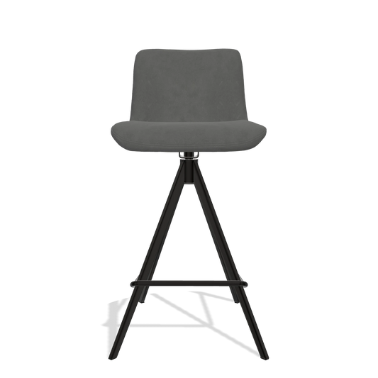 Tabouret de bar Universal 6460 en tissu Bull 67 (gris foncé), pieds en noir, vue de face