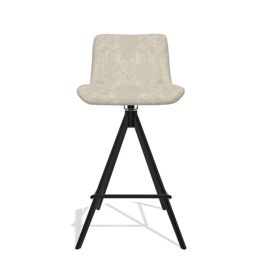 Tabouret de bar Universal 6460 en tissu Bull 84 (sable), pieds en noir, vue de face