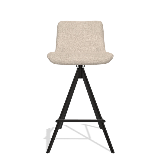 Bar Stool Universal 6460 in Cayenne 102 fabric (sand), black legs, front view