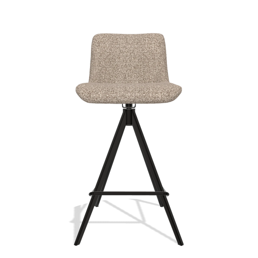 Bar Stool Universal 6460 in Cayenne 15 fabric (taupe), black legs, front view