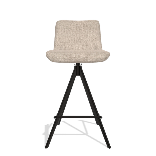 Bar Stool Universal 6460 in Cayenne 196 fabric (dusty rose), black legs, front view