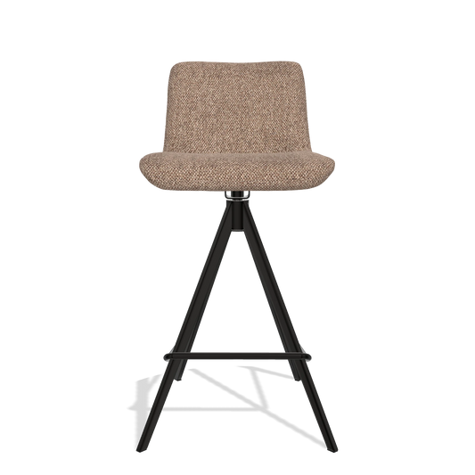 Tabouret de bar Universal 6460 en tissu Cayenne 28 (taupe), pieds en noir, vue de face