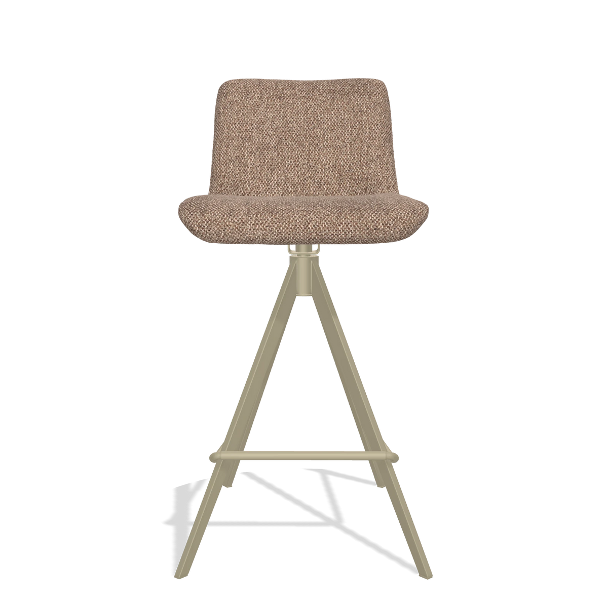 Bar Stool Universal 6460 in Cayenne 28 fabric (taupe), champagne legs, front view