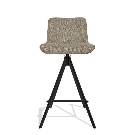 Bar Stool Universal 6460 in Cayenne 55 fabric (taupe), black legs, front view