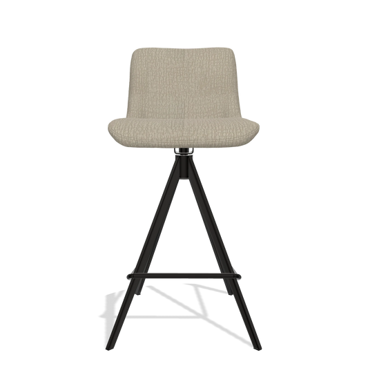 Bar Stool Universal 6460 in Energy 05 fabric (greige), black legs, front view