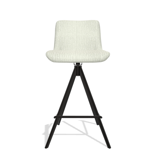 Bar Stool Universal 6460 in Energy 101 fabric (light grey), black legs, front view