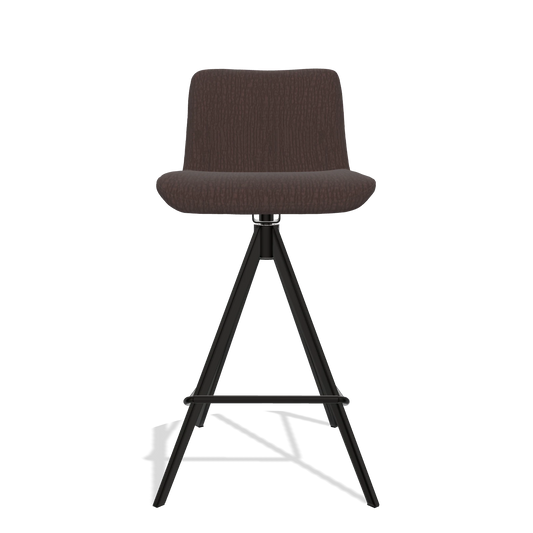 Bar Stool Universal 6460 in Energy 34 fabric (chocolate), black legs, front view