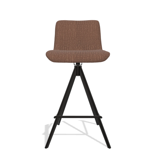 Bar Stool Universal 6460 in Energy 96 fabric (brown), black legs, front view