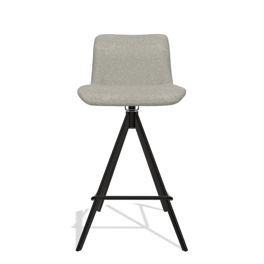 Bar Stool Universal 6460 in Glory 01 fabric (greige), black legs, front view