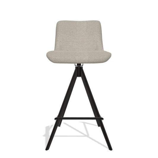 Taburete de bar Universal 6460 en tela Glory 05 (greige), patas en negro, vista frontal