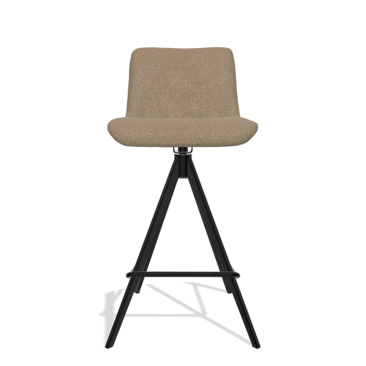 Taburete de bar Universal 6460 en tela Glory 13 (topo), patas en negro, vista frontal